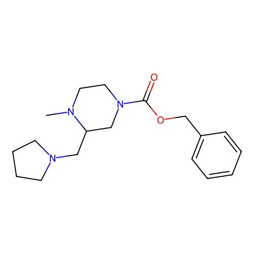Benzyl 4-methyl-3-(pyrrolidin-1-ylmethyl)piperazine-1-carboxylate structure