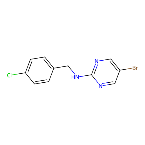 5-bromo-N-[(4-chlorophenyl)methyl]pyrimidin-2-amine structure