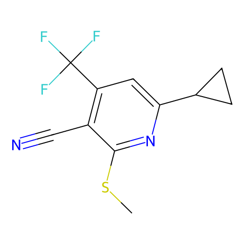 6-Cyclopropyl-2-(methylthio)-4-(trifluoromethyl)nicotinonitrile structure