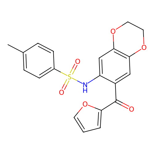 N-(7-(Furan-2-carbonyl)-2,3-dihydrobenzo[b][1,4]dioxin-6-yl)-4-methylbenzenesulfonamide structure