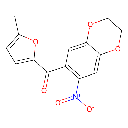 (5-Methylfuran-2-yl)(7-nitro-2,3-dihydrobenzo[b][1,4]dioxin-6-yl)methanone structure