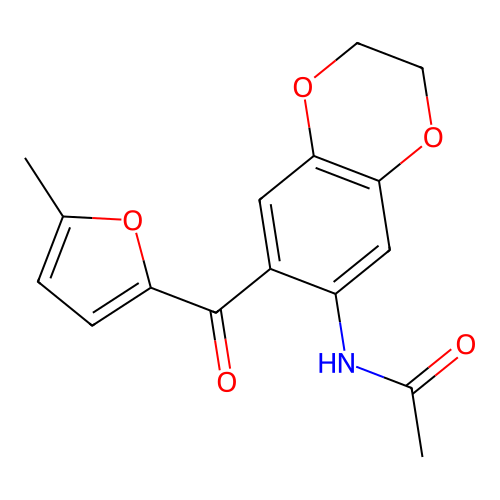 N-(7-(5-Methylfuran-2-carbonyl)-2,3-dihydrobenzo[b][1,4]dioxin-6-yl)acetamide structure