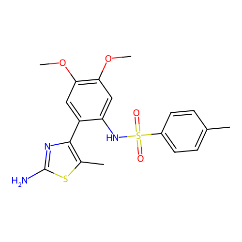 N-(2-(2-Amino-5-methylthiazol-4-yl)-4,5-dimethoxyphenyl)-4-methylbenzenesulfonamide structure