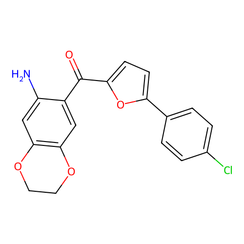 (7-Amino-2,3-dihydrobenzo[b][1,4]dioxin-6-yl)(5-(4-chlorophenyl)furan-2-yl)methanone structure
