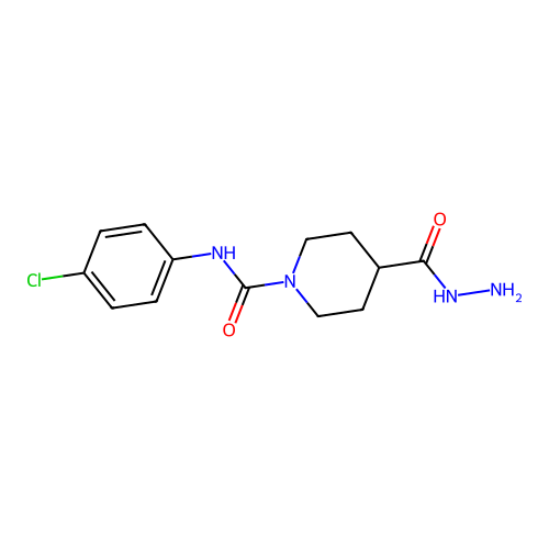 N-(4-chlorophenyl)-4-(hydrazinecarbonyl)piperidine-1-carboxamide structure