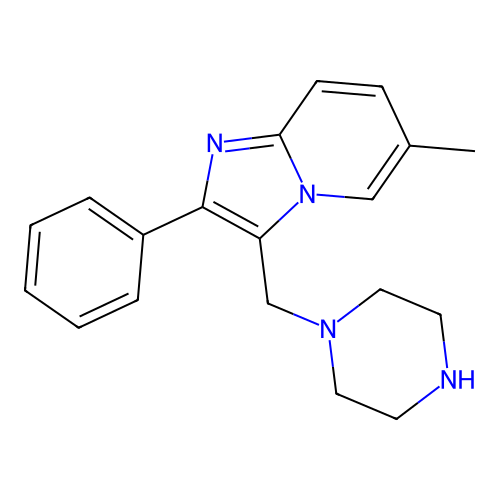 6-Methyl-2-phenyl-3-piperazin-1-yl-methylimidazo[1,2-a]pyridine structure