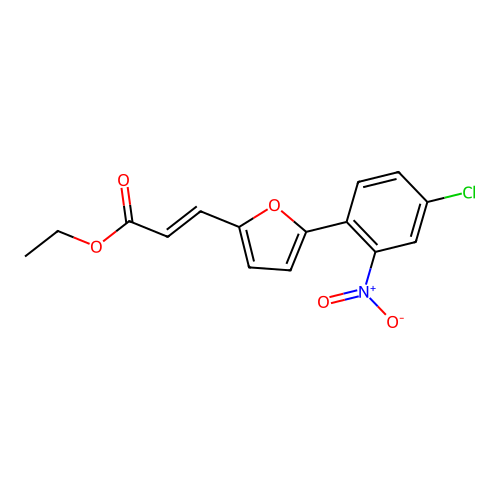 3-[5-(4-Chloro-2-nitro-phenyl)-furan-2-yl]-acrylic acid ethyl ester structure