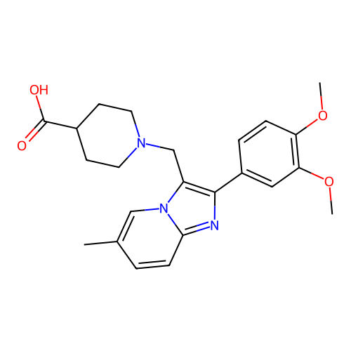 1-[2-(3,4-Dimethoxyphenyl)-6-methylimidazo[1,2-a]pyridin-3-ylmethyl]piperidine-4-carboxylic acid structure