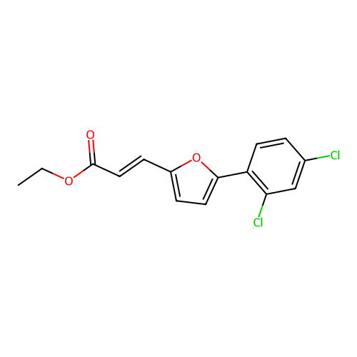 3-[5-(2,4-Dichloro-phenyl)-furan-2-yl]-acrylic acid ethyl ester structure