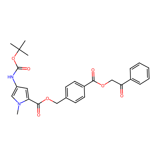 4-boc-amino-1-methyl-1h-pyrrole-2-carboxylic acid 4-(2-oxo-2-phenyl-ethoxycarbonyl)-benzyl ester structure