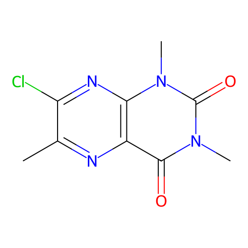 7-chloro-1,3,6-trimethyl-2,4(1H,3H)-pteridinedione structure