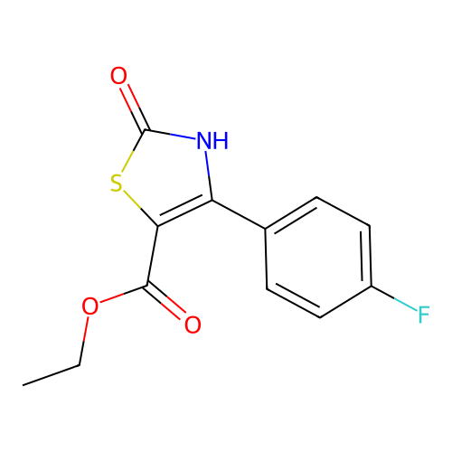 4-(4-Fluoro-phenyl)-2-oxo-2,3-dihydro-thiazole-5-carboxylic acid ethyl ester structure