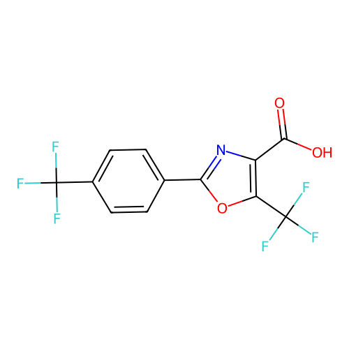5-(Trifluoromethyl)-2-[4-(trifluoromethyl)phenyl]-1,3-oxazole-4-carboxylic acid structure