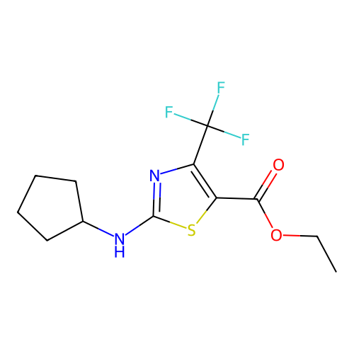 Ethyl 2-(cyclopentylamino)-4-(trifluoromethyl)-1,3-thiazole-5-carboxylate structure