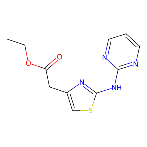 Ethyl 2-(2-(pyrimidin-2-ylamino)thiazol-4-yl)acetate structure