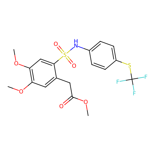 methyl 2-[4,5-dimethoxy-2-[[4-(trifluoromethylsulfanyl)phenyl]sulfamoyl]phenyl]acetate structure
