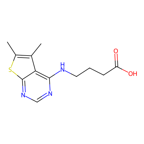 4-((5,6-Dimethylthieno[2,3-d]pyrimidin-4-yl)amino)butanoic acid structure