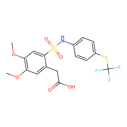 [4,5-Dimethoxy-2-(4-trifluoromethylsulfanylphenylsulfamoyl)phenyl]acetic acid structure