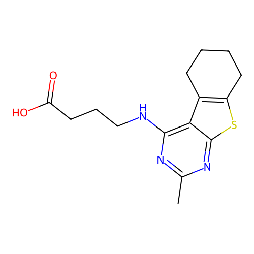 4-(2-Methyl-5,6,7,8-tetrahydro-benzo[4,5]thieno-[2,3-d]pyrimidin-4-ylamino)-butyric acid structure