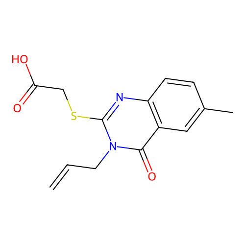 (3-Allyl-6-methyl-4-oxo-3,4-dihydro-quinazolin-2-ylsulfanyl)-acetic acid structure