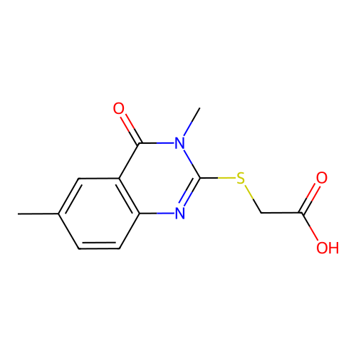 2-((3,6-Dimethyl-4-oxo-3,4-dihydroquinazolin-2-yl)thio)acetic acid structure