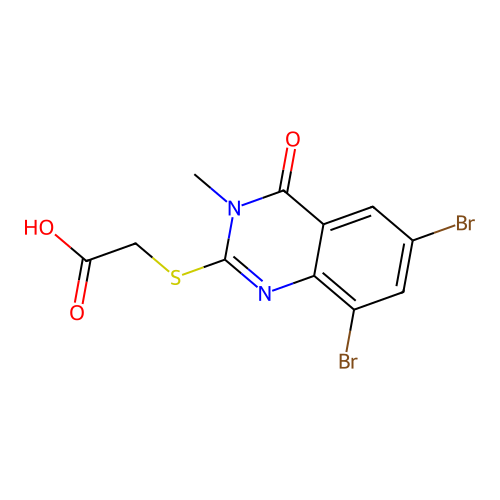 2-((6,8-Dibromo-3-methyl-4-oxo-3,4-dihydroquinazolin-2-yl)thio)acetic acid structure