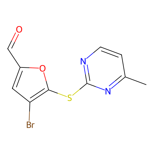 4-Bromo-5-((4-methylpyrimidin-2-yl)thio)furan-2-carbaldehyde structure
