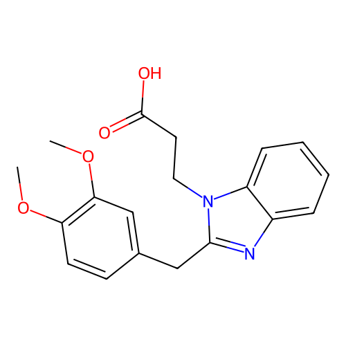 3-[2-(3,4-Dimethoxy-benzyl)-benzoimidazol-1-yl]-propionic acid structure