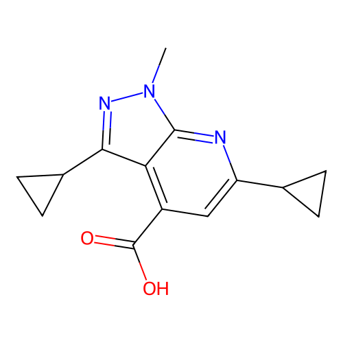 3,6-Dicyclopropyl-1-methyl-1H-pyrazolo[3,4-b]pyridine-4-carboxylic acid structure