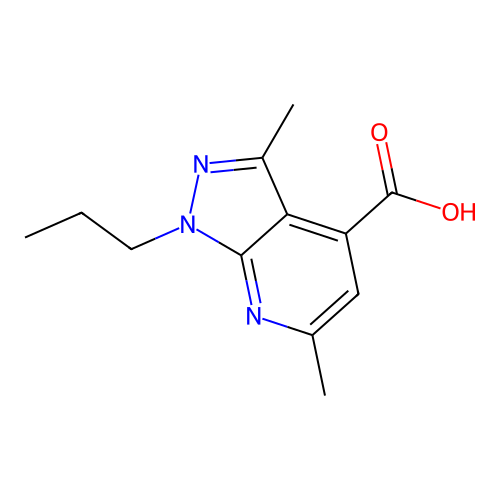 3,6-dimethyl-1-propyl-1H-pyrazolo[3,4-b]pyridine-4-carboxylic acid structure