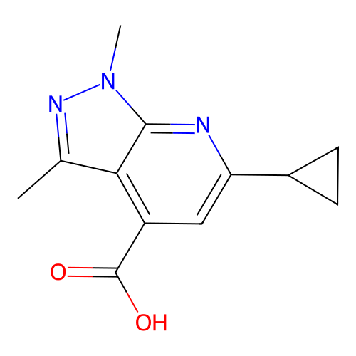 6-Cyclopropyl-1,3-dimethyl-1H-pyrazolo[3,4-b]pyridine-4-carboxylic acid structure