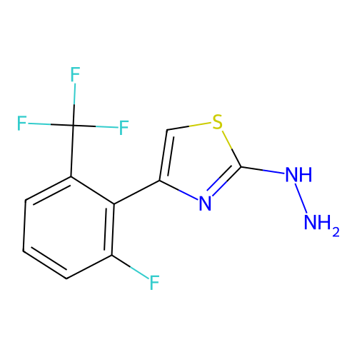 4-[2-Fluoro-6-(trifluoromethyl)phenyl]-2-hydrazinylthiazole structure
