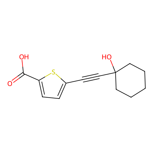 5-((1-Hydroxycyclohexyl)ethynyl)thiophene-2-carboxylic acid structure