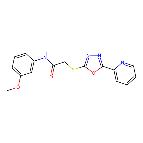 N-(3-Methoxyphenyl)-2-[[5-(2-pyridinyl)-1,3,4-oxadiazol-2-yl]thio]acetamide structure