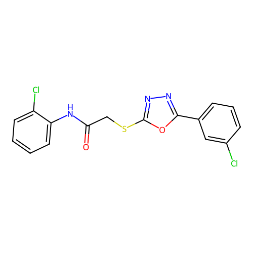 N-(2-Chlorophenyl)-2-[[5-(3-chlorophenyl)-1,3,4-oxadiazol-2-yl]thio]acetamide structure