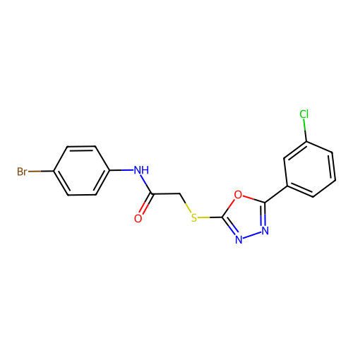 N-(4-Bromophenyl)-2-[[5-(3-chlorophenyl)-1,3,4-oxadiazol-2-yl]thio]acetamide structure