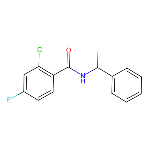 2-chloro-4-fluoro-N-(1-phenylethyl)benzamide structure