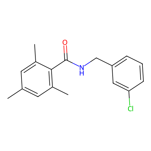 N-[(3-chlorophenyl)methyl]-2,4,6-trimethylbenzamide structure