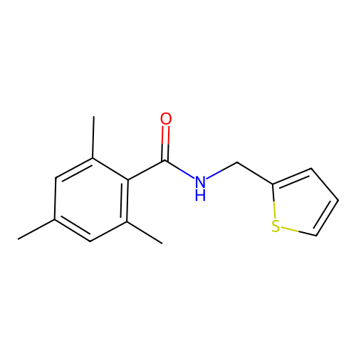 2,4,6-trimethyl-N-(thiophen-2-ylmethyl)benzamide structure
