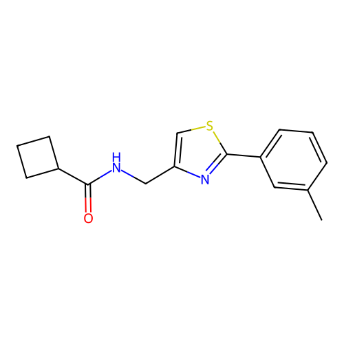 N-[[2-(3-methylphenyl)-1,3-thiazol-4-yl]methyl]cyclobutanecarboxamide structure