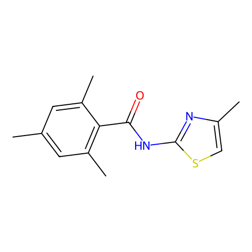 2,4,6-trimethyl-N-(4-methyl-1,3-thiazol-2-yl)benzamide structure