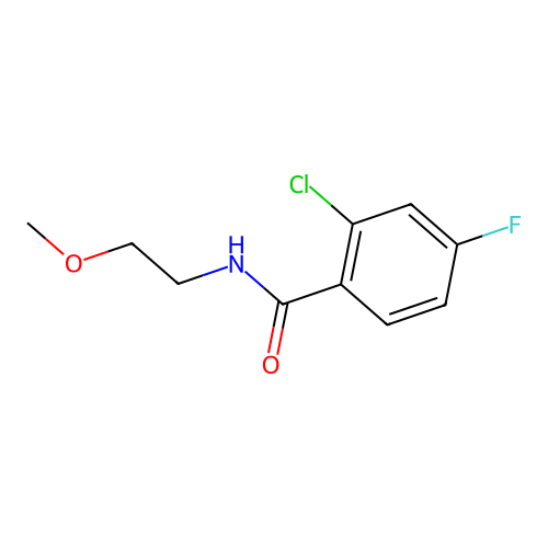 2-chloro-4-fluoro-N-(2-methoxyethyl)benzamide structure