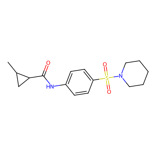 2-methyl-N-(4-piperidin-1-ylsulfonylphenyl)cyclopropane-1-carboxamide structure