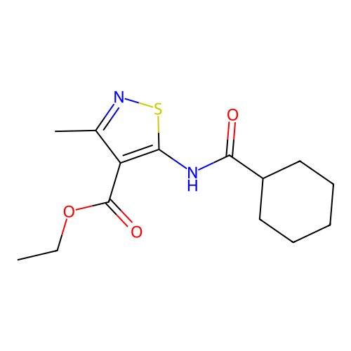 Ethyl 5-[(cyclohexylcarbonyl)amino]-3-methyl-4-isothiazolecarboxylate structure