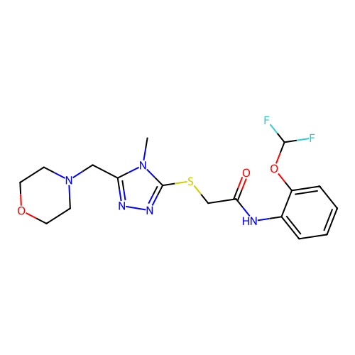 N-[2-(difluoromethoxy)phenyl]-2-[[4-methyl-5-(morpholin-4-ylmethyl)-1,2,4-triazol-3-yl]sulfanyl]acetamide structure