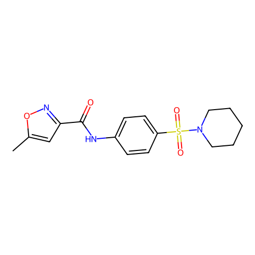 5-methyl-N-(4-piperidin-1-ylsulfonylphenyl)-1,2-oxazole-3-carboxamide structure