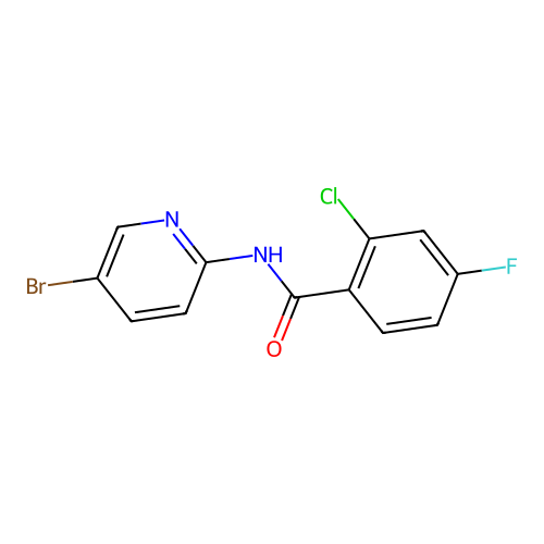 N-(5-bromopyridin-2-yl)-2-chloro-4-fluorobenzamide structure