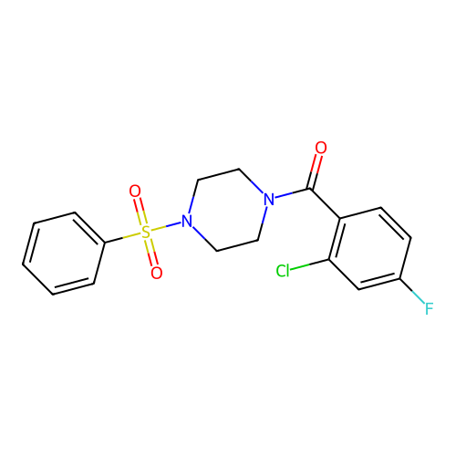 [4-(Benzenesulfonyl)piperazin-1-yl]-(2-chloro-4-fluorophenyl)methanone structure