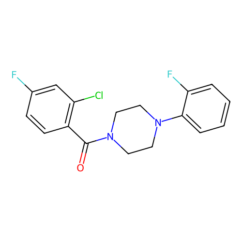 (2-Chloro-4-fluorophenyl)-[4-(2-fluorophenyl)piperazin-1-yl]methanone structure