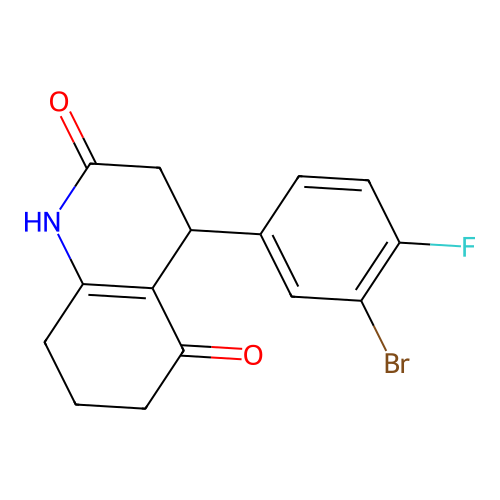 4-(3-bromo-4-fluorophenyl)-4,6,7,8-tetrahydroquinoline-2,5(1H,3H)-dione structure